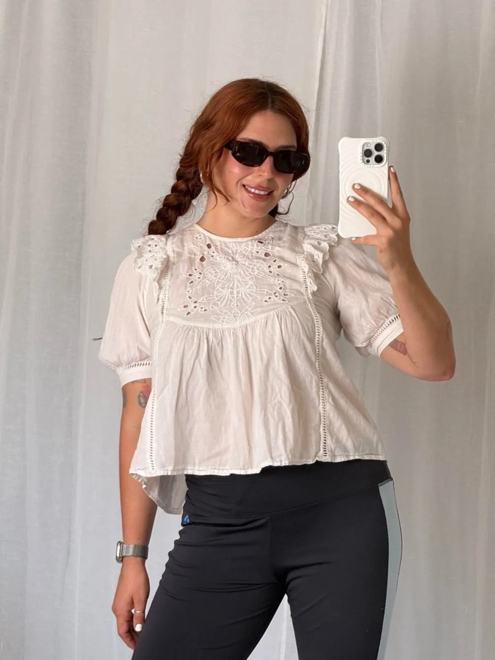 romantic white eyelet babydoll blouse ♡